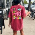 It's My 10Th Birthday Flamingo Hawaii 10 Yrs Old Girl Women's Oversized Comfort T-shirt Back Print Crimson