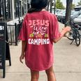 Jesus Wine And Camping For Women Mom Girl Women's Oversized Comfort T-Shirt Back Print Crimson