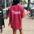 My Job Is Teach Retro Pink Style Teaching School For Teacher Women's Oversized Comfort T-shirt Back Print Crimson