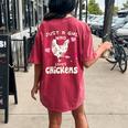 Just A Girl Who Loves Chickens Chicken Farm Gag Outfit Women's Oversized Comfort T-shirt Back Print Crimson