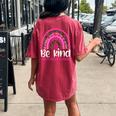 Be Kind Breast Cancer Awareness Leopard Rainbow Kindness Women's Oversized Comfort T-Shirt Back Print Crimson