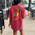 Love Jamaican Flag Blouse For Independence Carnival Festival Women's Oversized Comfort T-Shirt Back Print Crimson