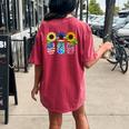 Mason Jar Sunflower Wife Mom Nana Usa Flag 4Th Of July Women's Oversized Comfort T-Shirt Back Print Crimson