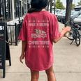 Merry Xmas Ugly Christmas Sweater Fireman Firefighter Women's Oversized Comfort T-shirt Back Print Crimson