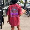 I Miss My Son Heart Sunflower Suicide Awareness Mom Women's Oversized Comfort T-Shirt Back Print Crimson