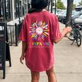 National Hispanic Heritage Month Sunflower Countries Flags Women's Oversized Comfort T-shirt Back Print Crimson