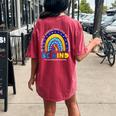 In October We Wear Blue And Yellow Down Syndrome Awareness Women's Oversized Comfort T-Shirt Back Print Crimson