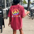 Peace Sign Retro Groovy 60S 70S Hippie Style Women's Oversized Comfort T-Shirt Back Print Crimson