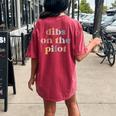 Pilot Wife Vintage Retro Groovy Dibs On The Pilot Women's Oversized Comfort T-Shirt Back Print Crimson