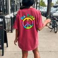 Psychedelic Tie Dye Hippie Be Kind Peace Sign Women's Oversized Comfort T-Shirt Back Print Crimson