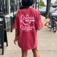 A Queen Was Born In October Happy Birthday To Me For Women's Oversized Comfort T-shirt Back Print Crimson