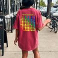 Rainbow Grid Of Prime Numbers School Teacher Women's Oversized Comfort T-shirt Back Print Crimson