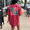 Retro Leopard Mama Groovy Face Trendy New Mom Women's Oversized Comfort T-Shirt Back Print Crimson