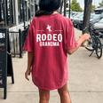 Rodeo Grandma Cowgirl Wild West Horsewoman Ranch Lasso Boots Women's Oversized Comfort T-Shirt Back Print Crimson