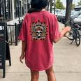 Screaming Skull In Native American Indian Headdress Feathers Native American Women's Oversized Comfort T-shirt Back Print Crimson