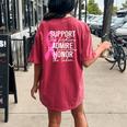 Support Fighter Admire Survivor Breast Cancer Warrior Women's Oversized Comfort T-shirt Back Print Crimson