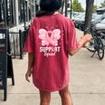 Support Squad Breast Cancer Awareness Butterfly Ribbon Women's Oversized Comfort T-shirt Back Print Crimson