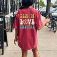 Teach Love Inspire Back To School Cute Teacher Women's Oversized Comfort T-shirt Back Print Crimson
