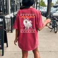 Ugly Sweater Christmas Pomeranian Dog Puppy Xmas Pajama Women's Oversized Comfort T-shirt Back Print Crimson