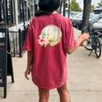 Watercolor Volleyball Boho Floral Volleyball Mom Women's Oversized Comfort T-Shirt Back Print Crimson