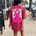 I Wear Pink For My Mom Pink Ribbon Breast Cancer Awareness Women's Oversized Comfort T-shirt Back Print Crimson