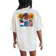 America Sunflower Usa Flag Flower T For American 4Th Of July Women's Oversized Graphic Back Print Comfort T-shirt Ivory