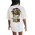 Best Mom Ever Messy Bun Sunflower Womens Women's Oversized Comfort T-Shirt Back Print Ivory