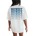 Blue Wild West Western Rodeo Yeehaw Howdy Cowgirl Country Women's Oversized Comfort T-Shirt Back Print Ivory