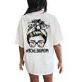 Bowling Mom Life Messy Bun Glasses Bandana Women's Oversized Comfort T-Shirt Back Print Ivory