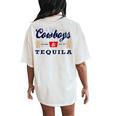 Cowboys And Tequila Outfit For Women Rodeo Western Country Women's Oversized Comfort T-Shirt Back Print Ivory