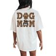 Dog Mom Leopard Messy Bun Dogs Lover Women's Oversized Comfort T-Shirt Back Print Ivory