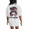 Happy July 4Th Firefighters Wife Life Messy Buns Flag Women's Oversized Comfort T-Shirt Back Print Ivory