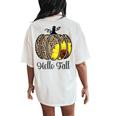 Hello Fall Sunflower Pumpkin Fall Y'all Leopard Autumn Women's Oversized Comfort T-Shirt Back Print Ivory