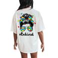 Be Kind Autism Awareness Messy Bun Girl Woman Women's Oversized Comfort T-Shirt Back Print Ivory