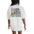 Little Miss Preschool Girl Back To School Preschool Women's Oversized Comfort T-Shirt Back Print Ivory