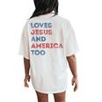 Loves Jesus And America Too 4Th Of July Proud Women Men Women's Oversized Graphic Back Print Comfort T-shirt Ivory