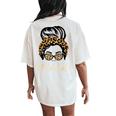 Mom Life Mama Leopard Pattern Glasses Women's Oversized Comfort T-Shirt Back Print Ivory