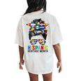 National Hispanic Heritage Month Messy Bun Latin Flags Women's Oversized Comfort T-Shirt Back Print Ivory