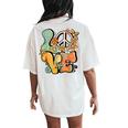 Peace Sign Love 60S 70S Costume Groovy Hippie Theme Party Women's Oversized Comfort T-Shirt Back Print Ivory