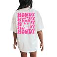 Pink Howdy Smile Face Rodeo Western Country Southern Cowgirl Women's Oversized Comfort T-Shirt Back Print Ivory