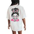 Pray For Maui Hawaii Strong Messy Bun Girls Women's Oversized Comfort T-Shirt Back Print Ivory