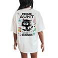 Proud Aunt Of A Class Of 2023 Graduate Cool Black Cat Women's Oversized Comfort T-Shirt Back Print Ivory