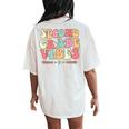Retro First Day Of School Second Grade Vibes Back To School Women's Oversized Comfort T-Shirt Back Print Ivory