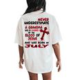 Never Underestimate A Grandma Blood Of Jesus July Women's Oversized Comfort T-Shirt Back Print Ivory