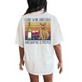 I Like Wine And Cats And Maybe 3 People Women's Oversized Comfort T-Shirt Back Print Ivory