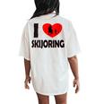 Winter Sport With Horse I Love Skijoring Women's Oversized Comfort T-Shirt Back Print Ivory