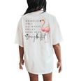 Wrinkles Only Go Where Smiles Have Been Cute Flamingo Women's Oversized Comfort T-Shirt Back Print Ivory