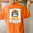 Purple Gold Football Mom Mother Football Vibes Women's Oversized Comfort T-Shirt Back Print Mustard
