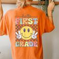 1St Grade Team Back To School Hello First Grade Smile Face Women's Oversized Comfort T-Shirt Back Print Yam