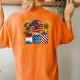 America Sunflower Usa Flag Flower T For American 4Th Of July Women's Oversized Graphic Back Print Comfort T-shirt Yam
